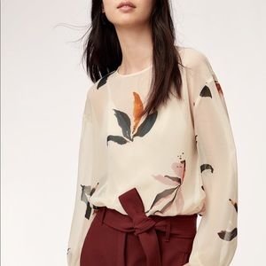 NWOT Aritzia Floral semi sheer talmont bodysuit blouse